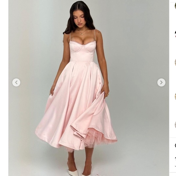 House of CB L D-DD 'Mademoiselle' Ballerina Pink Satin Tulle Midi Dress NWOT - Picture 9 of 14